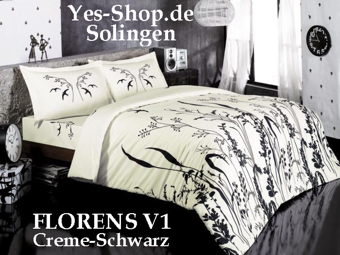 FLORENS Creme-Schwarz Luxus Bettwäsche 135x200cm 6Tlg
